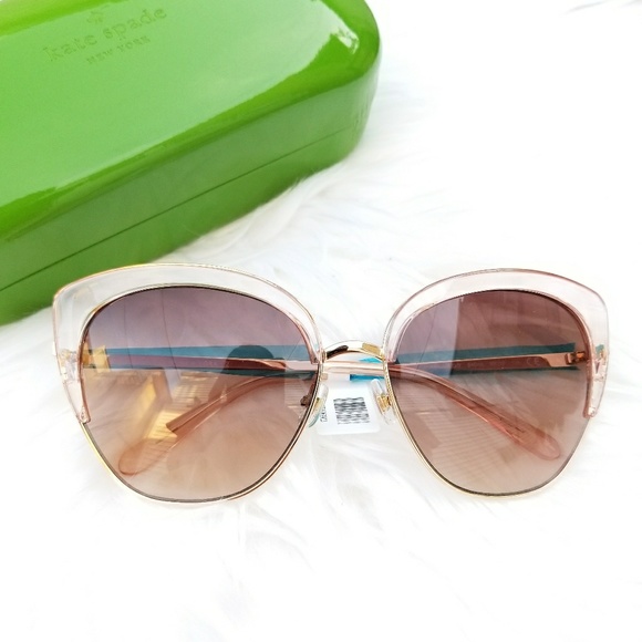 😎 Kate Spade Abinaya Cat Eye Pink Gold Sunglasses - Picture 3 of 5